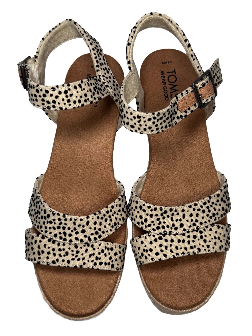TOMS Womens Audrey Espadrille Wedge Platform Sandals Animal Print 9M Boho - Picture 6 of 10